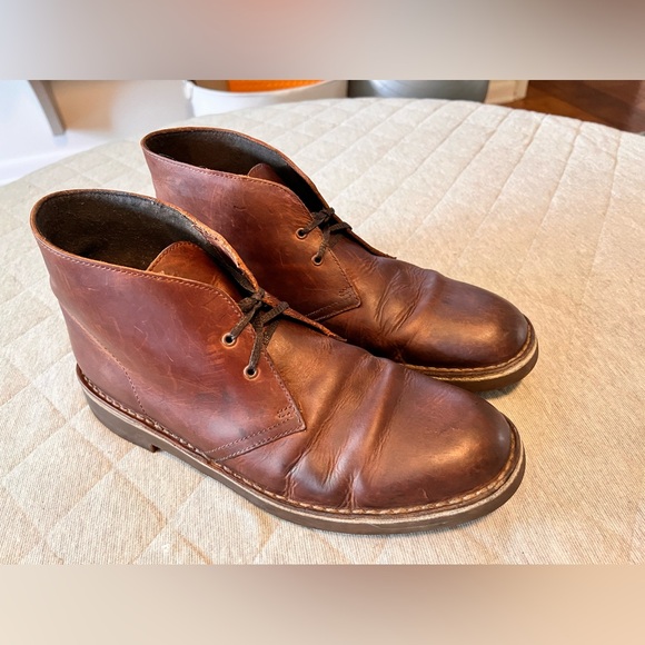 CLARKS Mens Sz 10.5 Brown Oiled Leather Desert Boots Exc Cond Orig $160 main image 6